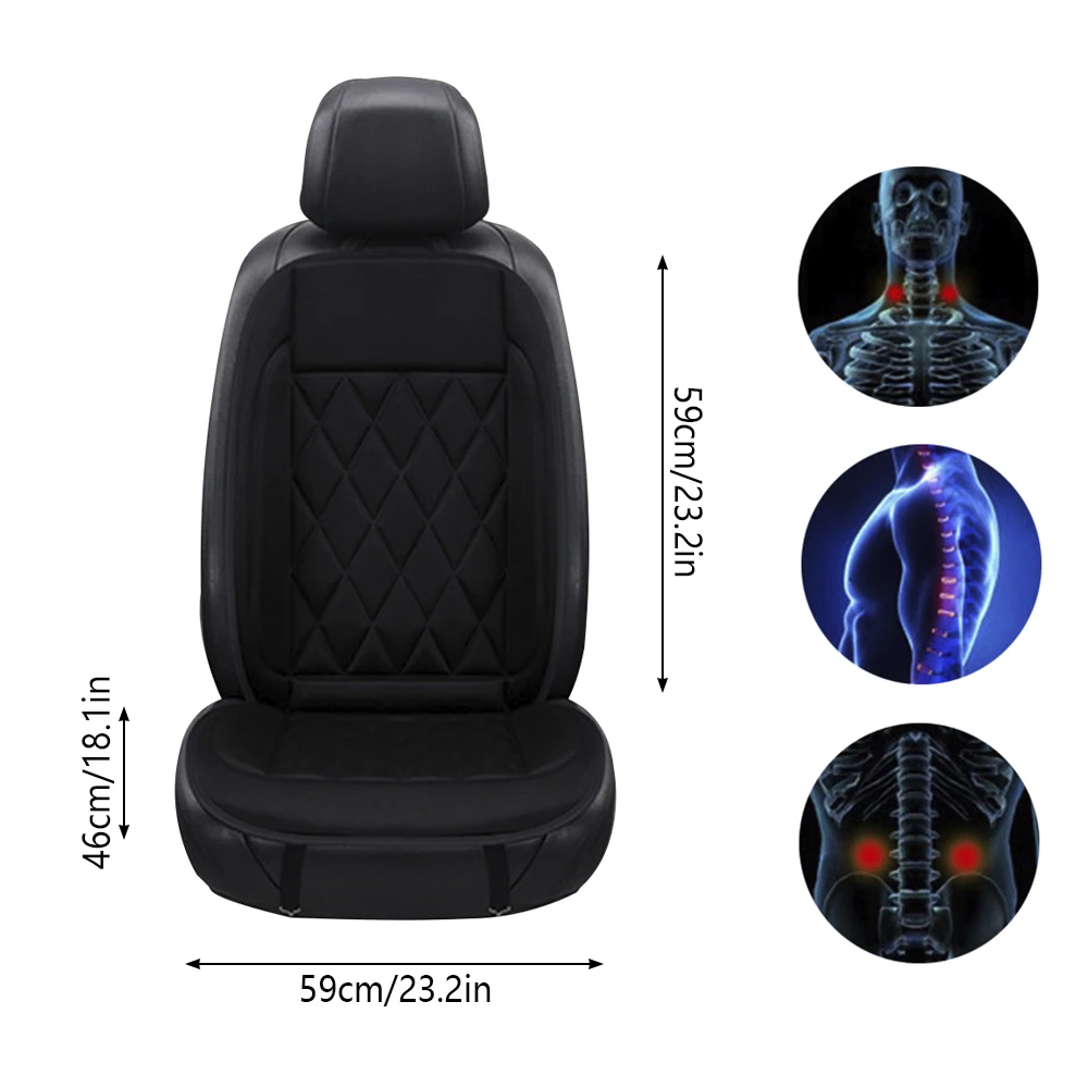 

2pcs Automobiles Seat Covers 12V Car Auto Front Seat Hot Heated Pad Cushion Warmer Protectors Cover Black