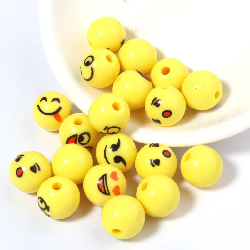 

Круглые акриловые бусины Smile Beads, 50 шт./лот, 10 мм, Большие широкие бусины с отверстиями для рукоделия, изготовления ювелирных изделий, поделок,...