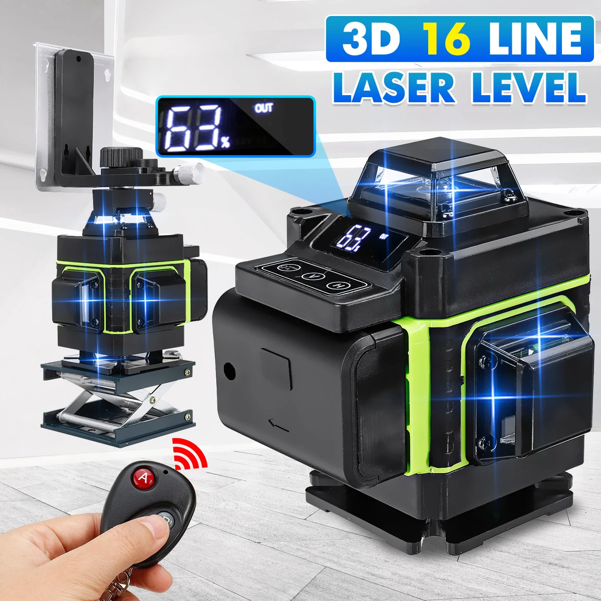 16 линейный лазерный 3D уровень самонивелирующийся 360 Вращающийся горизонтальный