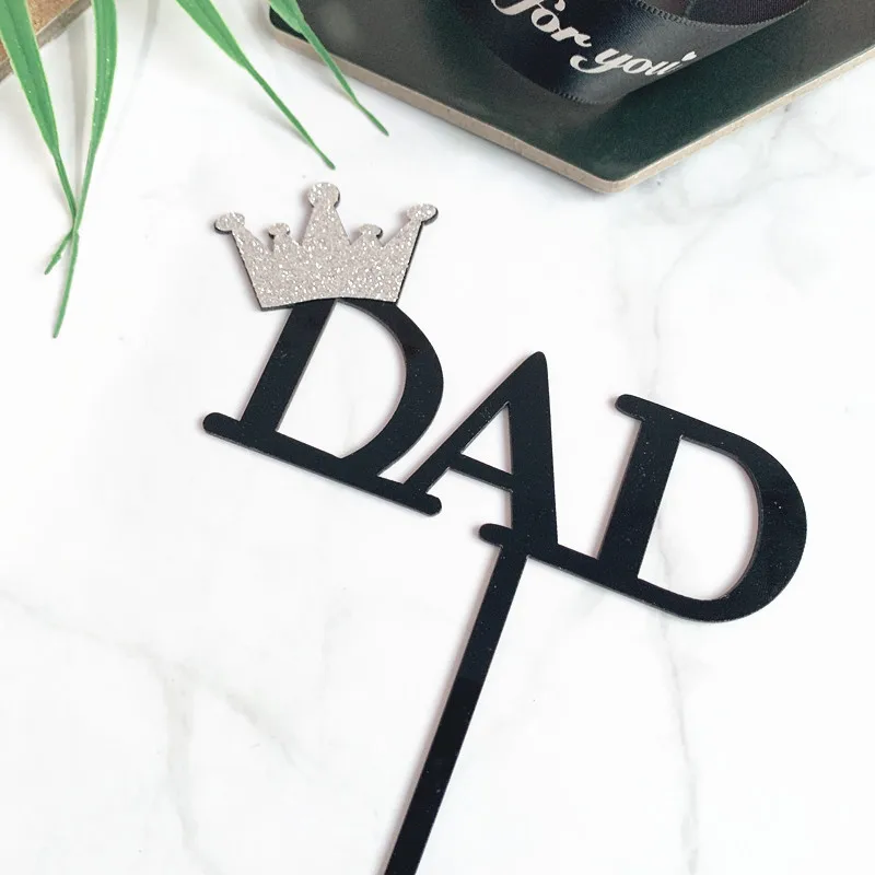 Новинка 2019 акриловый торт Super PAPA золотой черный Топпер для папы и кекса на День