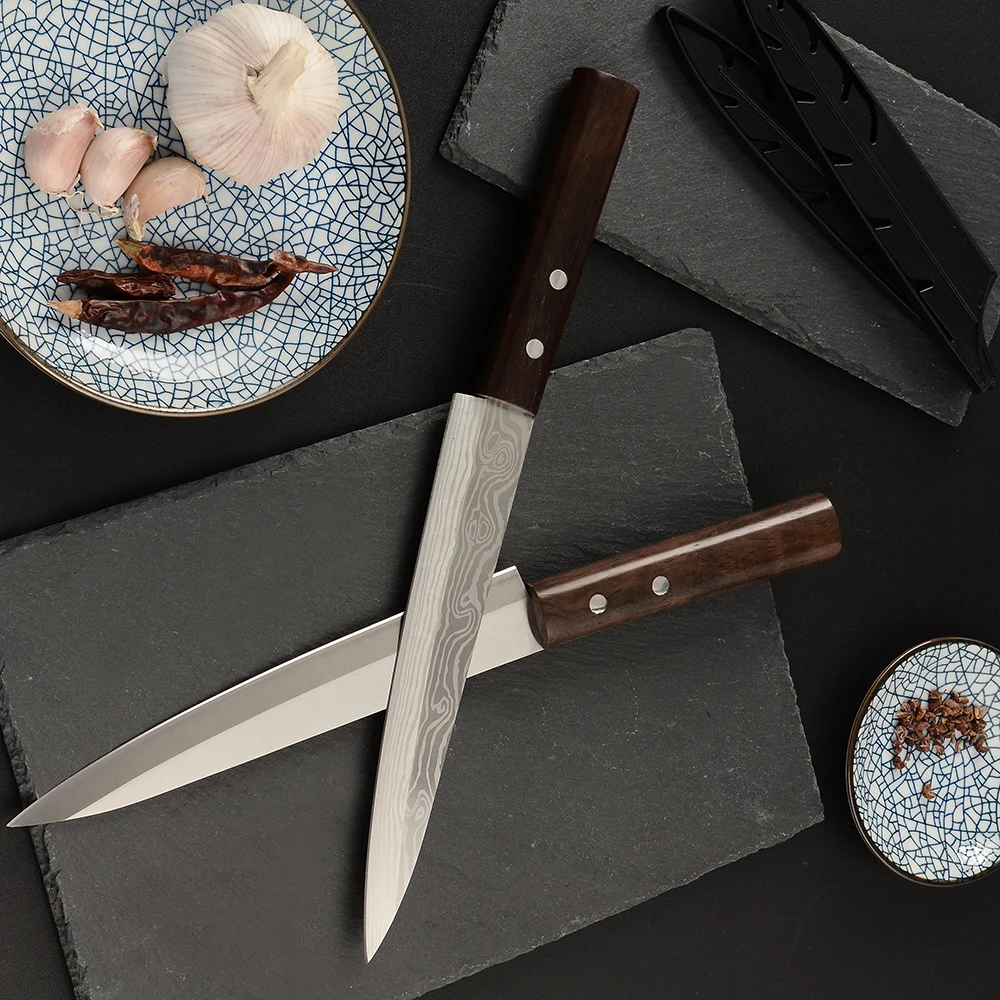 Нержавеющая сталь сашими кухонный нож лазерный дамасский шеф повара японский