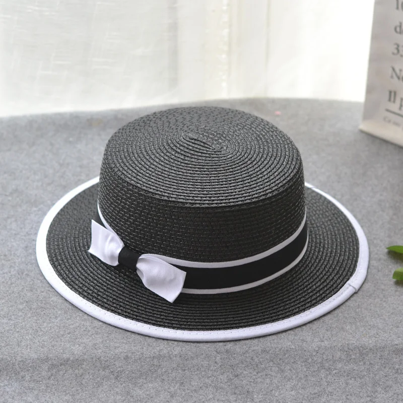 2021 Summer Beach Hat Female Casual Panama Simple Visor Women Flat Brim Bowknot Straw Cap Girls Sun | Аксессуары для одежды