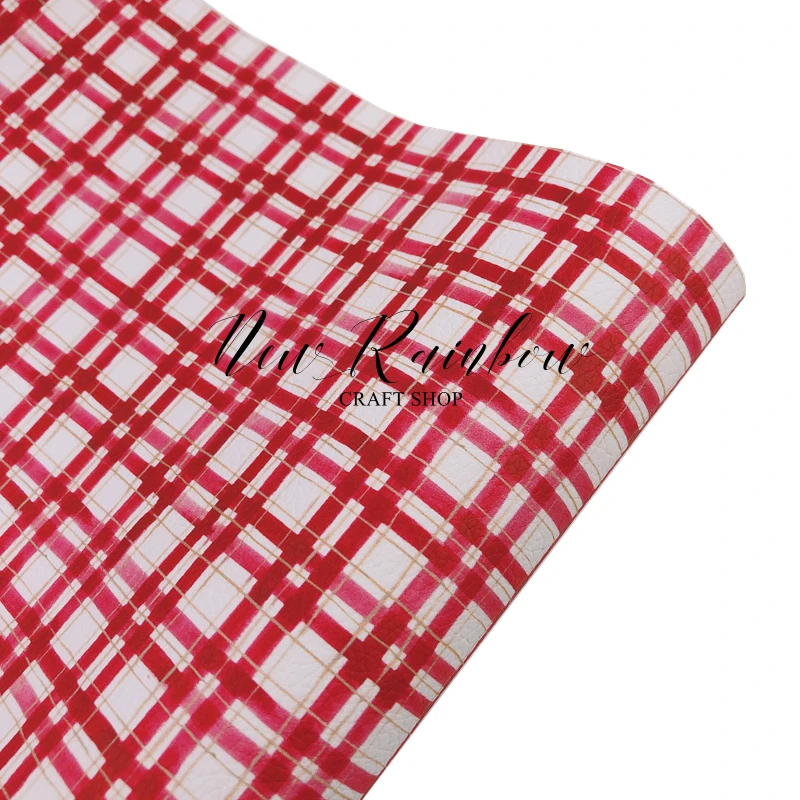 Новинка листы из искусственной кожи с рисунком радуги 30x22 см в красную клетку