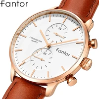 fantor brand mens luxury chronograph man business classic leather wrist man male quartz watch