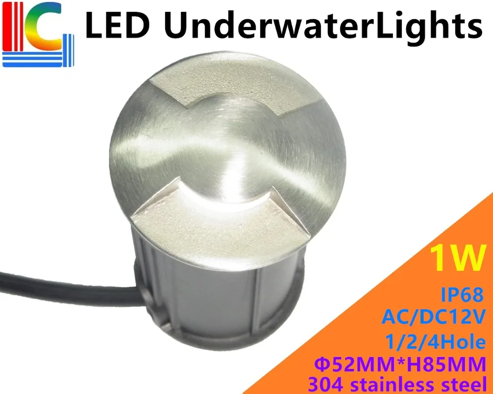 

1/2/4 Hole 1W LED Underwater Light 12V IP68 Swimming Pool Light CE RoHS Outdoor Waterproof Path lights Fountain Lamp Step light