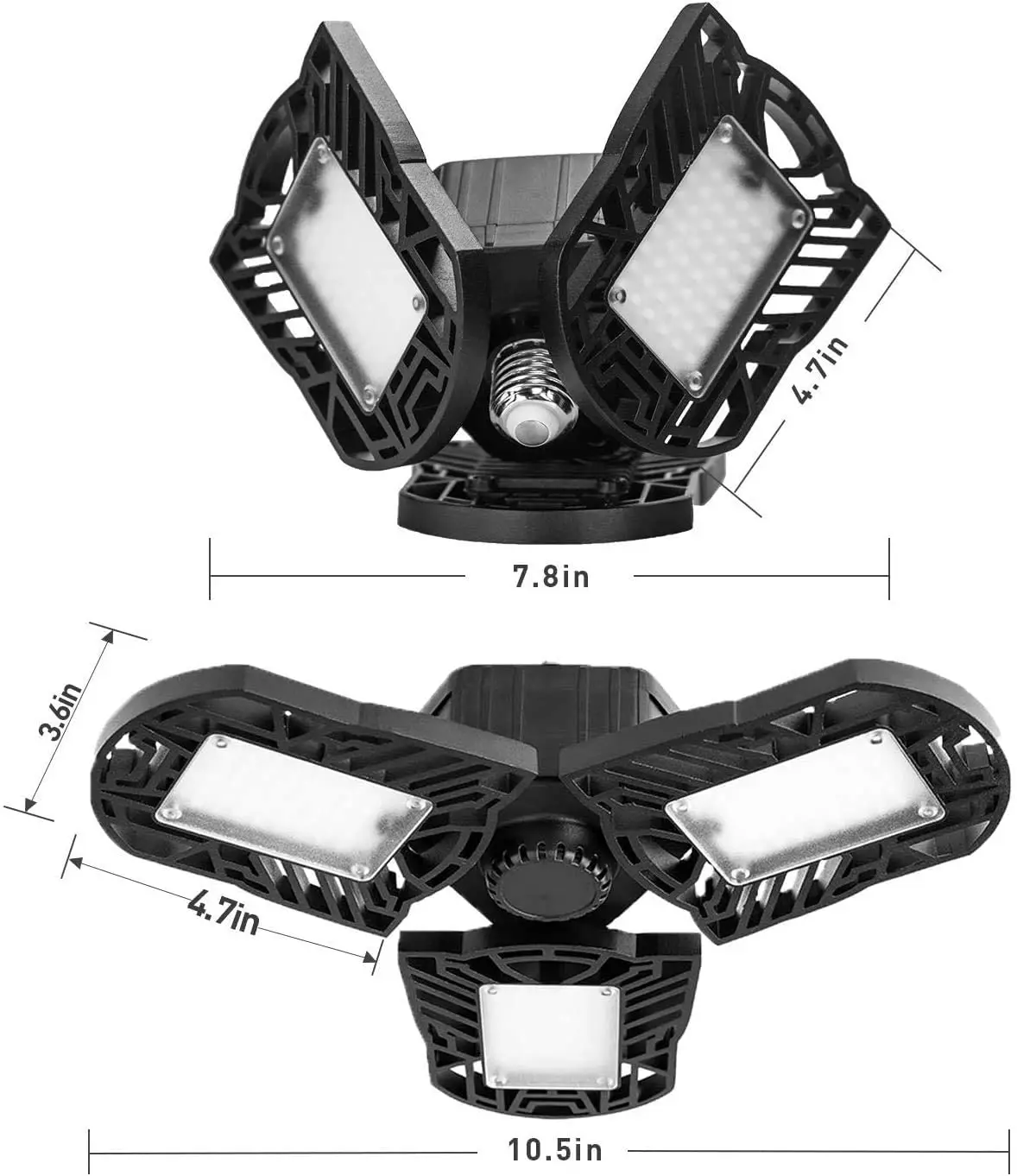 

Folding LED Lamp E26 LED Bulb 60W Garage Light 110V 220V 360 Degree Deform Light for Workshop Warehouse Factory Gym 6000K