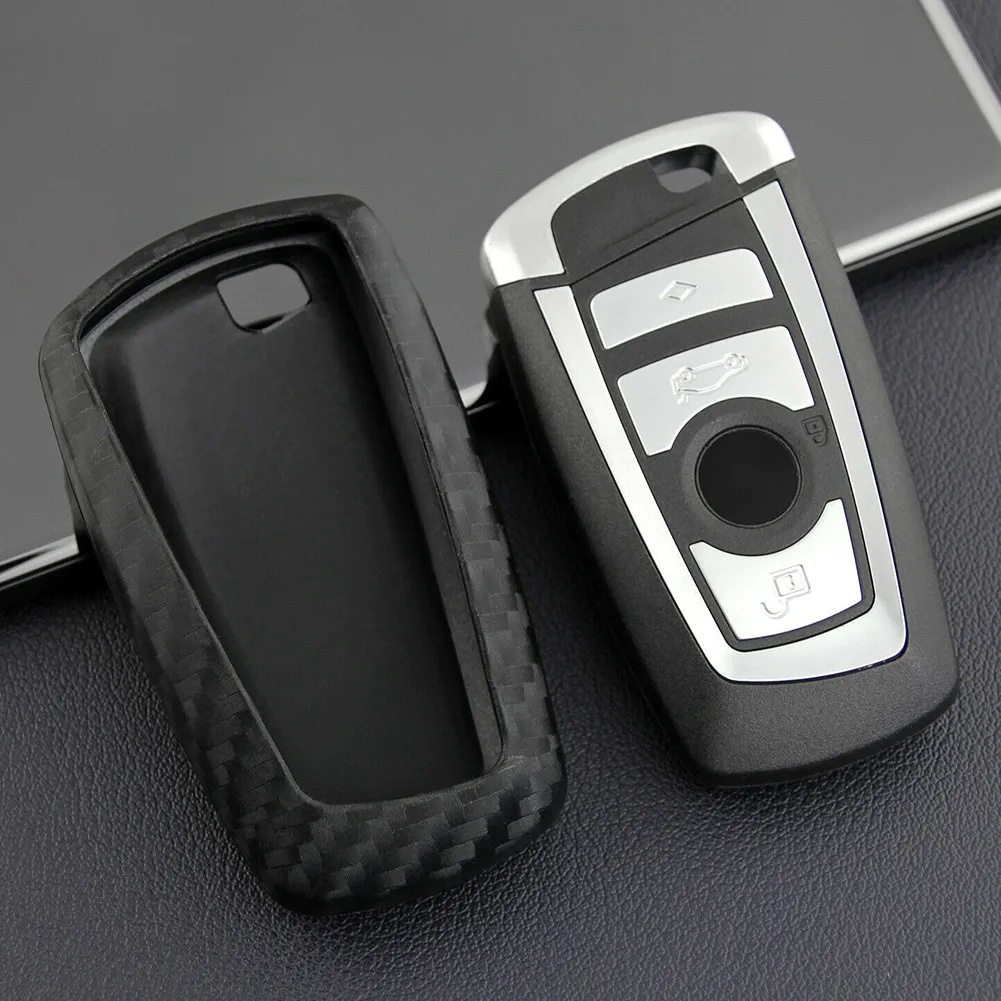 

Silica Gel Key Case Wear-Resisting 1 Pc Carbon Fiber Look Cover Fob Durable