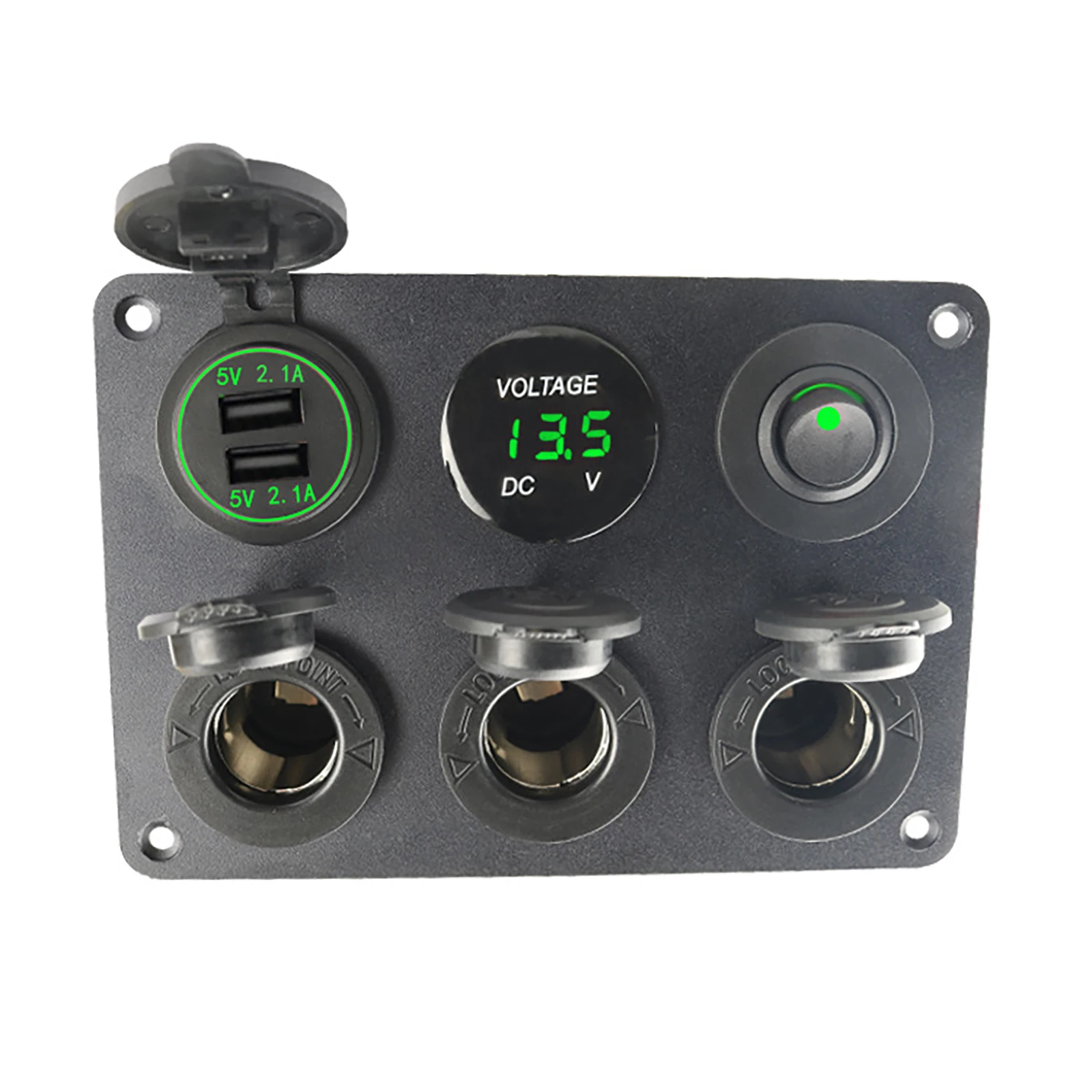 

12V Cigarette Socket Panel Cigarette Lighter Socket Dual USB Panel with LED Voltmeter Switch for 12V-24V Car Truck Motorcycle