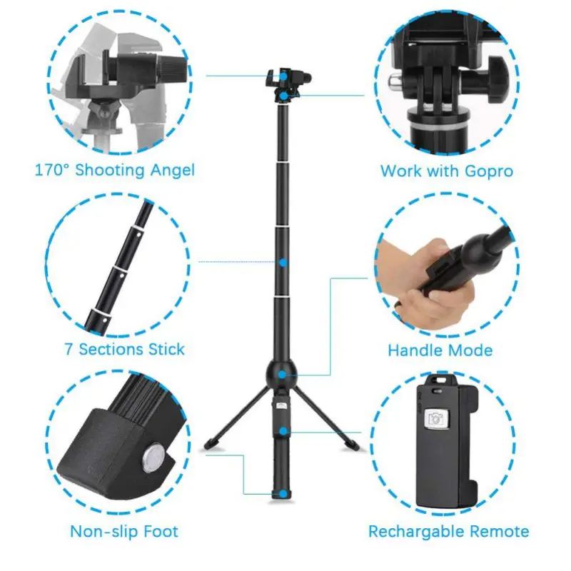 

Selfie Stick, Professional 45-Inch Selfie Stick Tripod, Extendable Selfie Stick With Wireless Remote And Tripod Stand