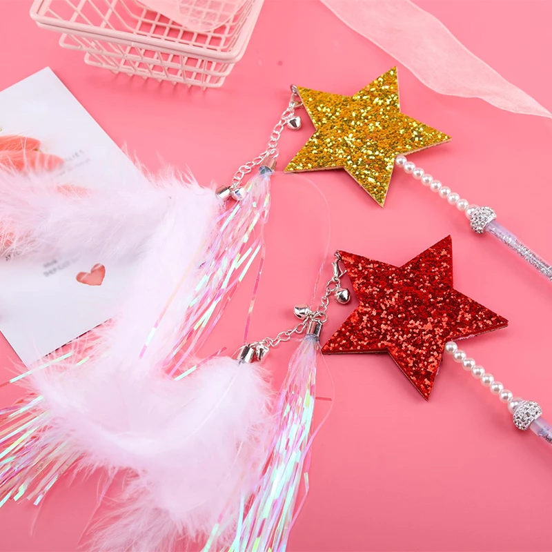 

Hot Selling Cat Teaser Toy Interesting Interactive Fake Feather Cat Wand Toy Cat Toy With Bell & Tassels Cat Supplies 2 Colors