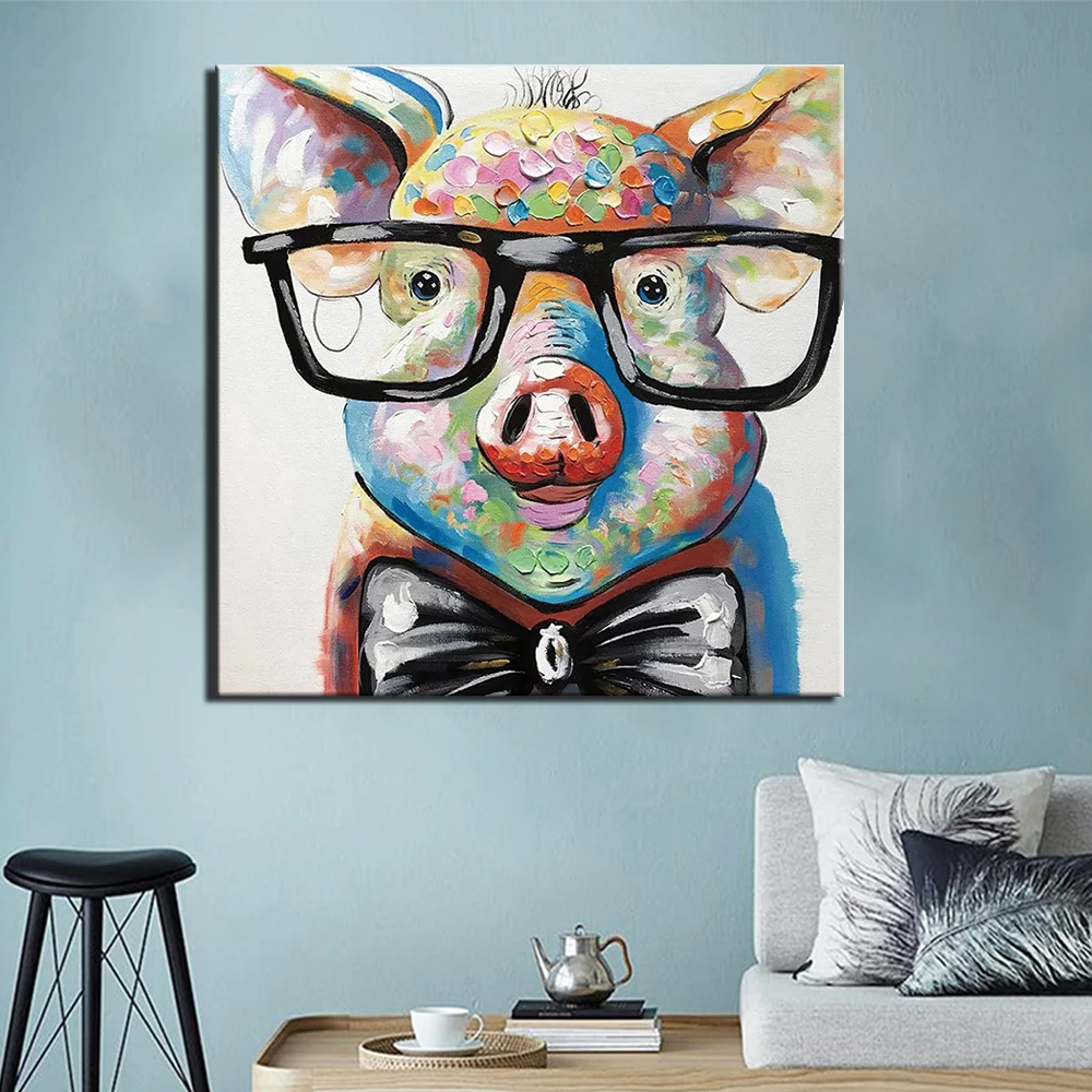 

Posters Print Canvas Painting Abstract Pig Pictures for Living Room Home Decorative Modern Wall Art Cartoon Pigs for Kids Room