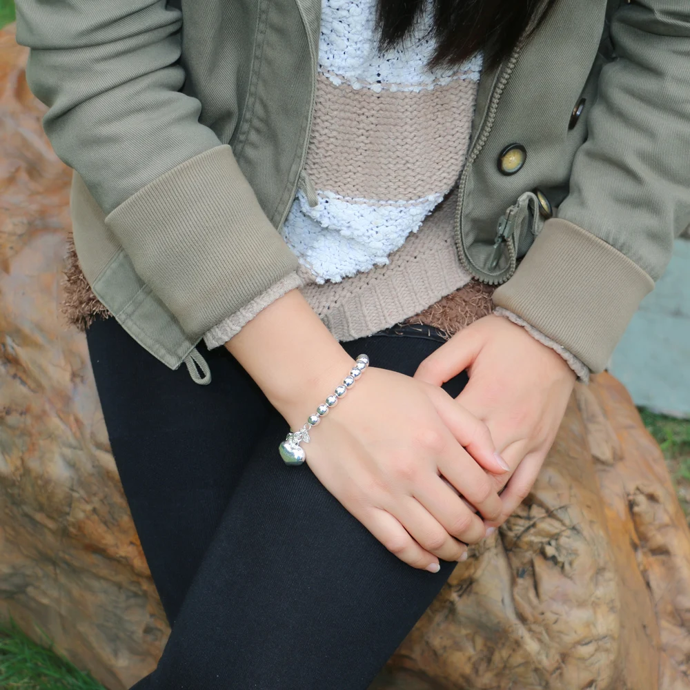 Женский браслет в форме сердца из серебра 925 пробы | Украшения и аксессуары