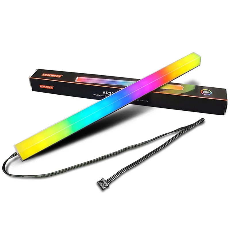 

Двухсторонняя светильник вая панель Coolmoon, алюминиевая Магнитная RGB фотолента, маленькая 4 контакта и 5 в 3 контакта для ПК