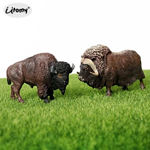 Реалистичная игрушечная фигурка ручной росписи, модель дикой природы, Американский бизон, игрушечная фигурка Muskox Great Plains, декоративный подарок для коллекционера