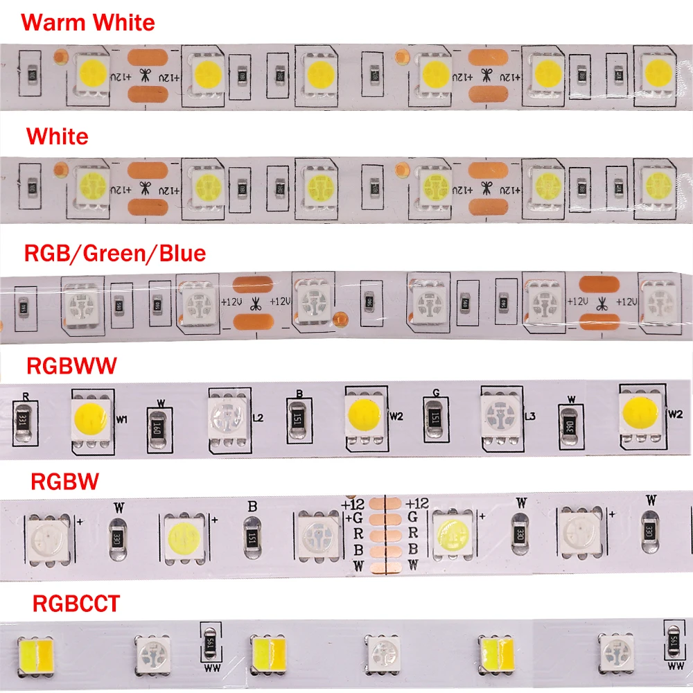 5 м 5050 RGB Светодиодная лента 12 в 60 светодиодов/м RGBW RGBWW Гибкая ленточная