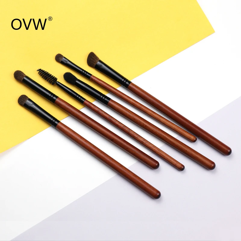 OVW 6pcs Pony/ Goat Hair Makeup Eye Shadow Brush Set Tapered Blending Make up Brushes Natural Pro Kit | Красота и здоровье