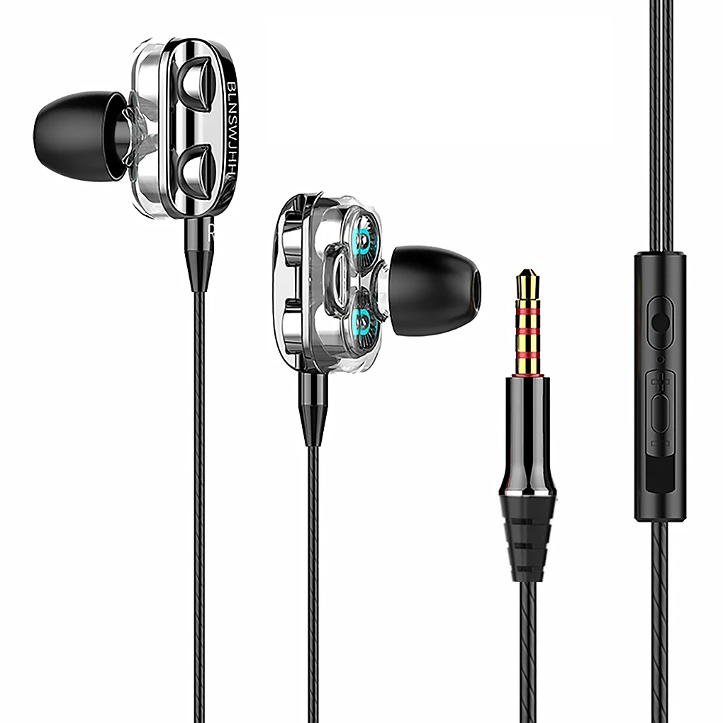 Wire In-ear Headphone with Microphone Extra Bass Noise Isolation Headset for Mobile Phone in stock