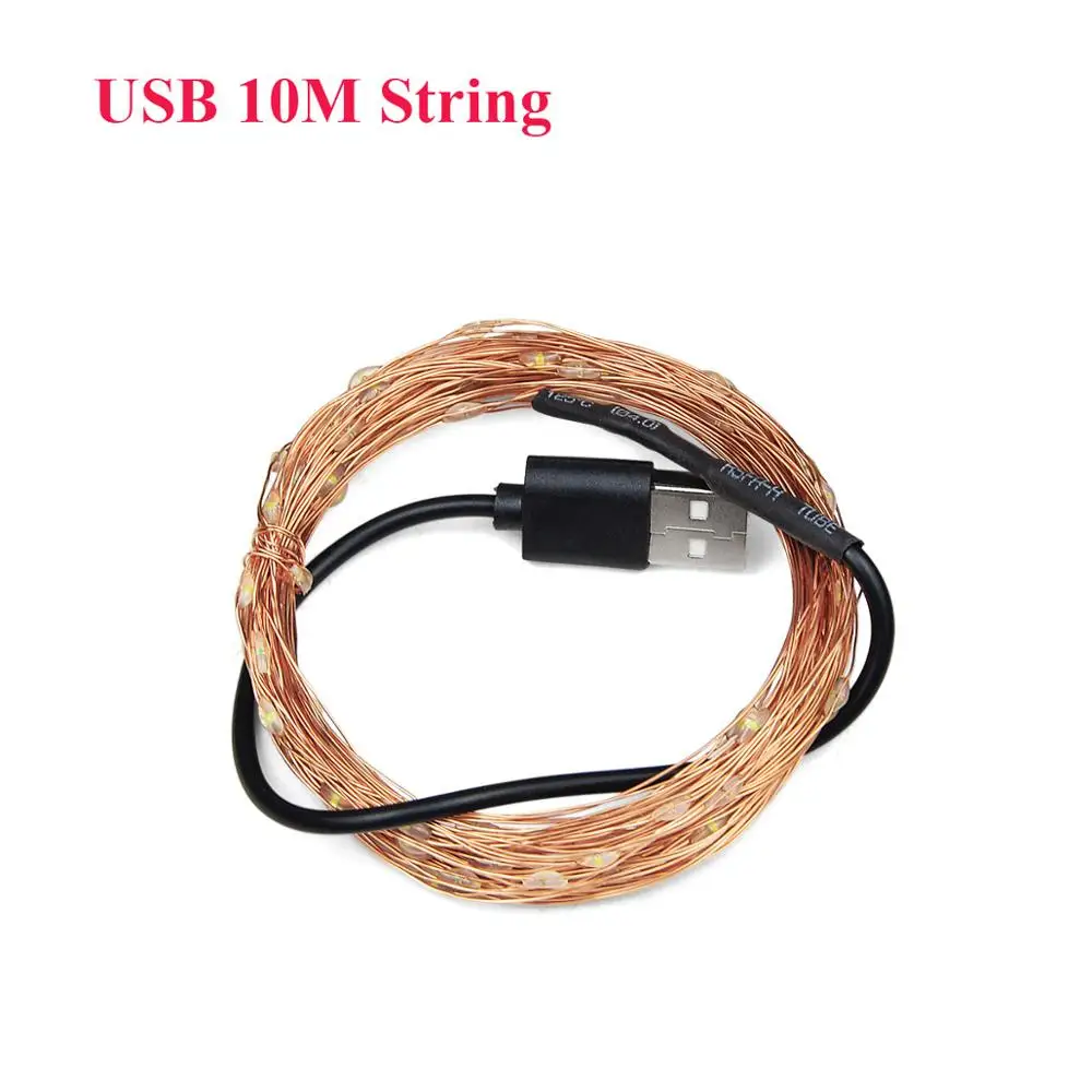 10M USB String 10 м 20 м светодиодный светильник на солнечной батарее 2 м 5 м Питание от батареи медный провод Сказочный светильник гирлянда Рождественская Свадебная вечеринка украшение сада патио - Испускаемый цвет: 10M USB String