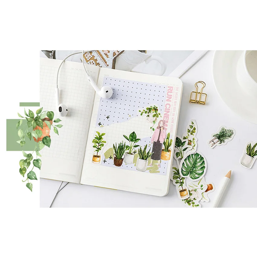 45 шт./кор. Mini зеленая кислородная жизнь Decoracion журнал стикеров Скрапбукинг милые