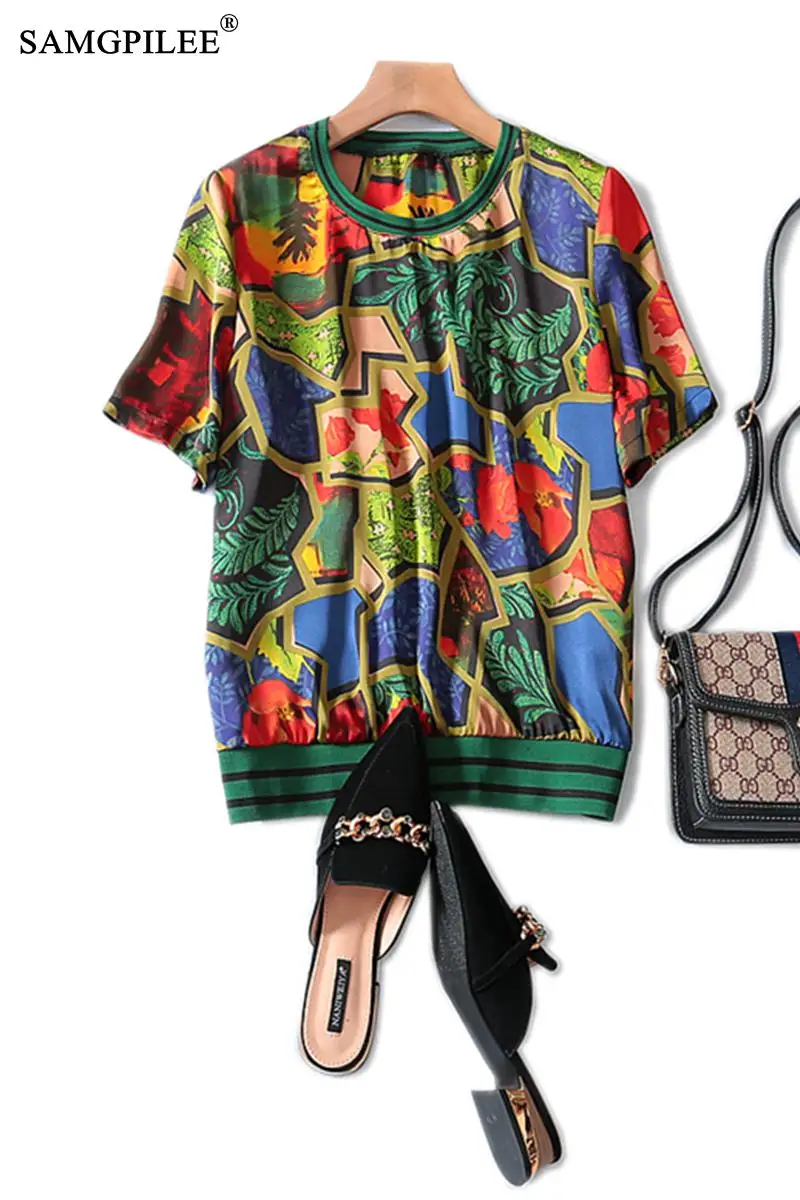 

Plus Size Clothing For Women Blouses Woman 2020 Casual Chiffon Tops For Women Short Print O-neck Shirt Women Chiffon Blouse