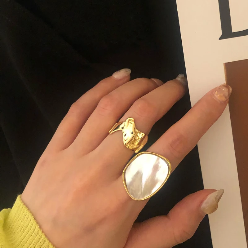 

925 Sterling Silver Minimalist Designer Women's Ring on Finger Aesthetic Fashion Irregular Geometric Adjustable Jewelry Gift