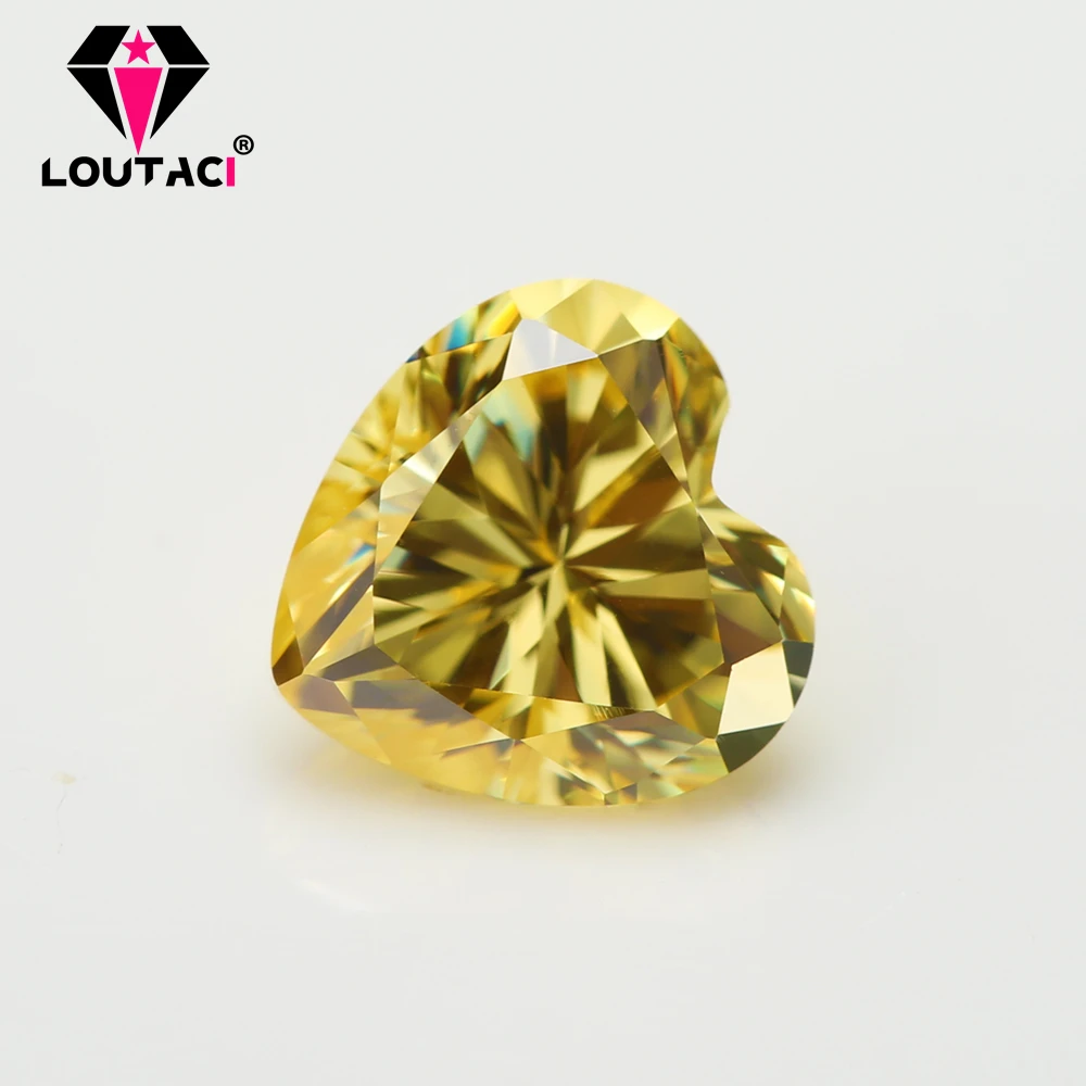 

LOUTACI Colored Cubic Zirconia Heart Shape Golden Yellow Color Loose Gemstone Wholesale Factory Price Small Size 3x3-4x4mm