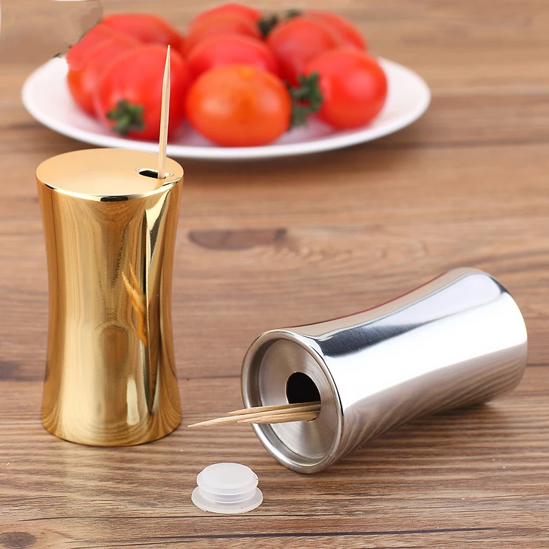 Simple stainless steel home toothpick box Fashion metal golden silver toothpick holder