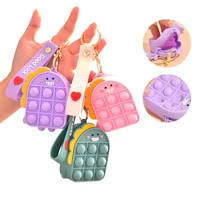 popits fidget keychain bag silicone push pop bubble bag black decompression coin purse stress reliever popper fidget toy for kid