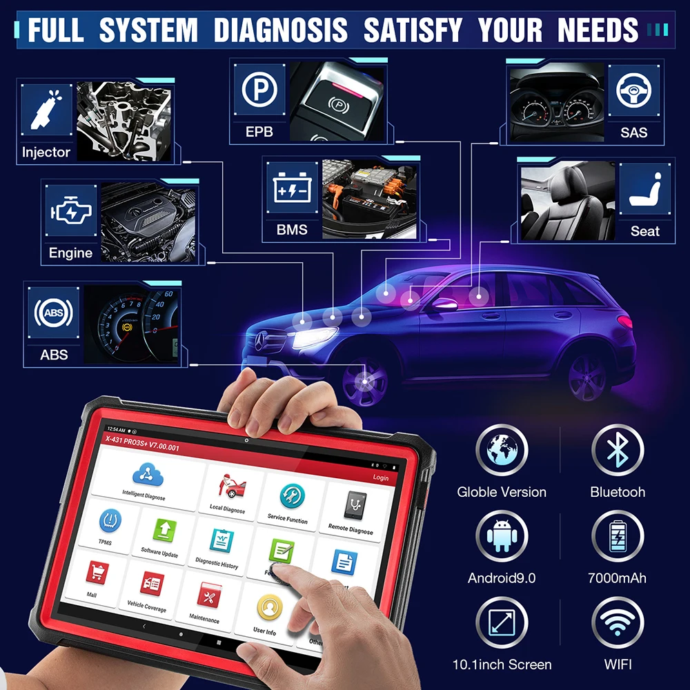 LAUNCH X431 PRO3S + Plus 10 1 &quotАвтомобильные диагностические инструменты OBD2