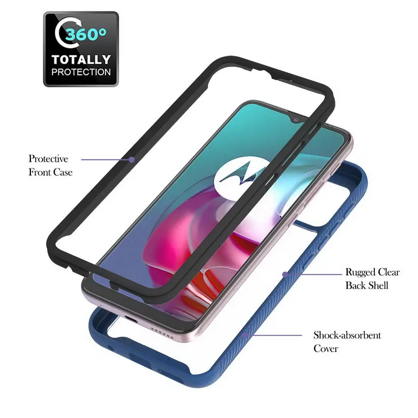 double protection case for moto g30 g10 g100 mate s g play power 2021 one 5g ace g9 e7 power case hybrid hard phone cover fundas free global shipping