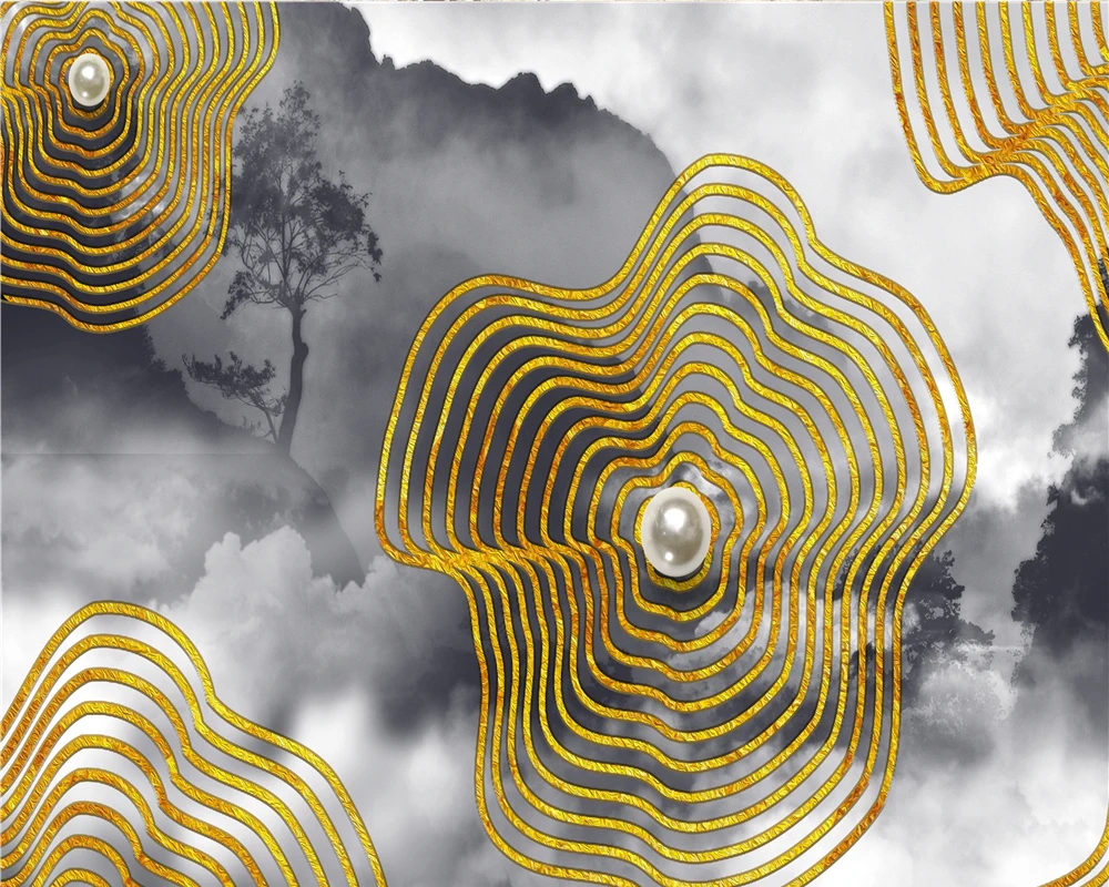 

Custom Luxury 3d Wallpaper Golden Pearl Net Home Decor 3d Wallpaper Digital Printing HD Decorative Beautiful 3d Wallpaper