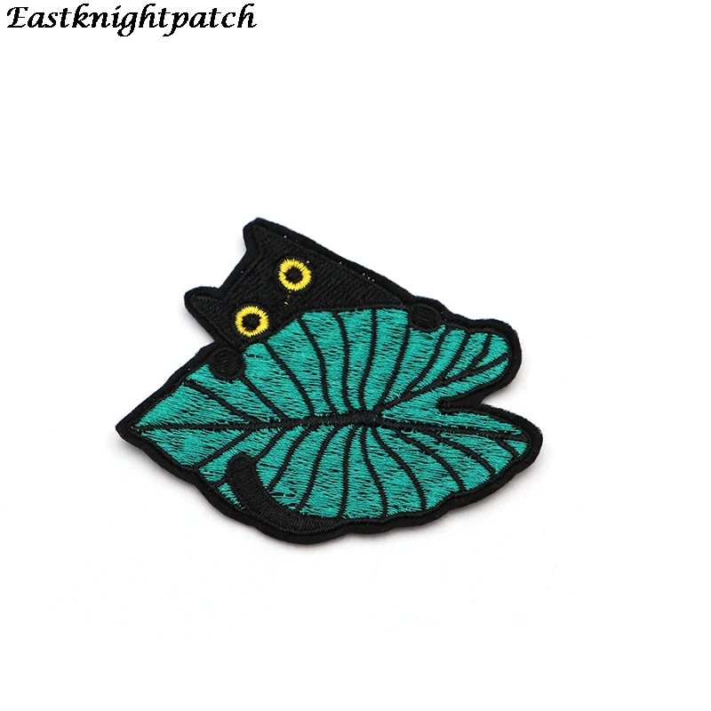 

E2490 Cartoon Vangogh Style DIY Cat Patch Embroidered Patches For Clothes Iron On Patches Sticker Animal Applique Stripe