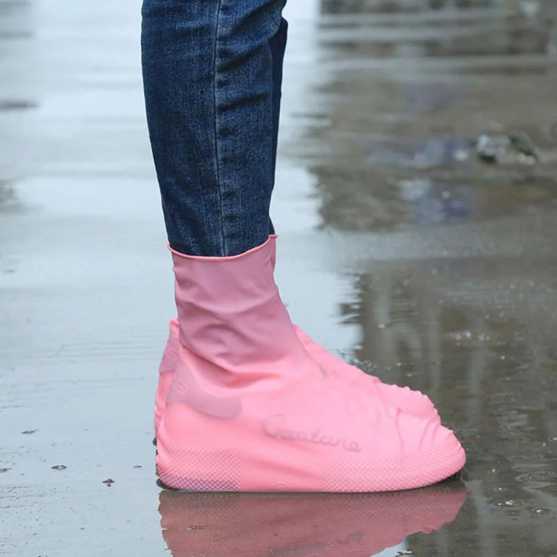

2021New Rain Boots Waterproof Shoe Cover Silicone Unisex Outdoor Waterproof Non-Slip Non-slip Wear-Resistant Reusable Shoe Cover