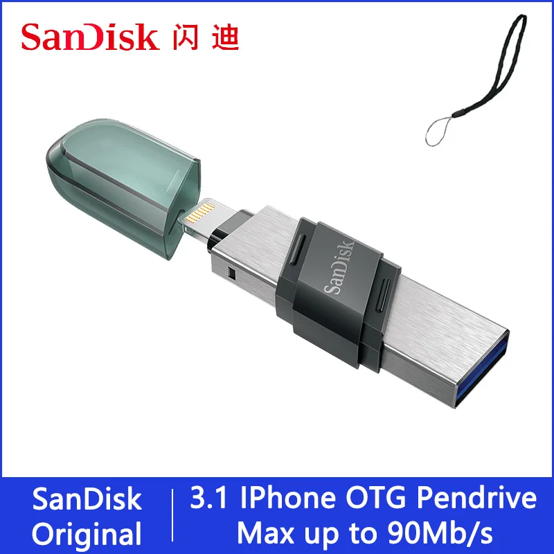 

USB-флеш-накопитель SanDisk iXPand OTG Lightning USB 3,1, 256 ГБ, 128 ГБ, 64 ГБ, 32 ГБ, флэш-накопитель MFi для iPhone и iPad SDIX90N