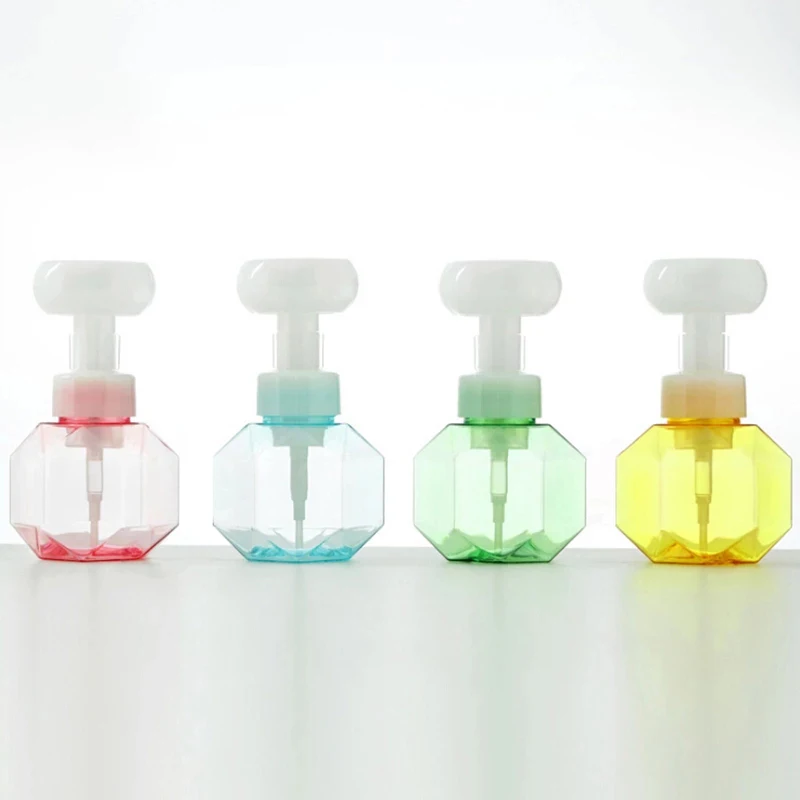 

300ml Liquid Soap Dispenser Foaming Pump Flower Shape Foam Empty Bottle Plastic Clear Bottle Shower Gel Bathroom Products