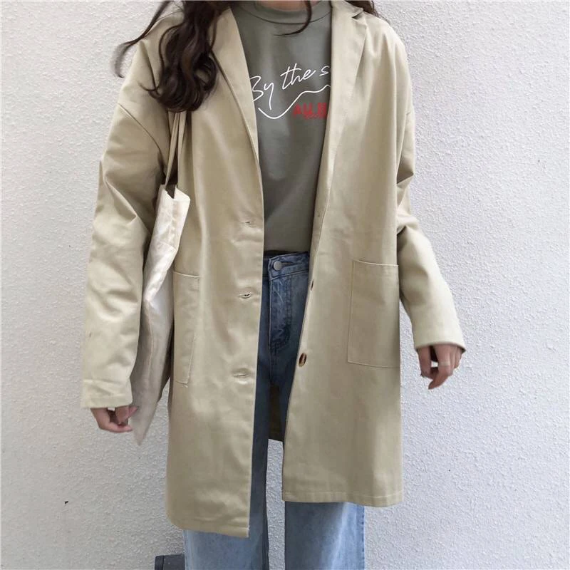 Тренч Женский однотонный простой однобортный универсальное пальто для женщин s