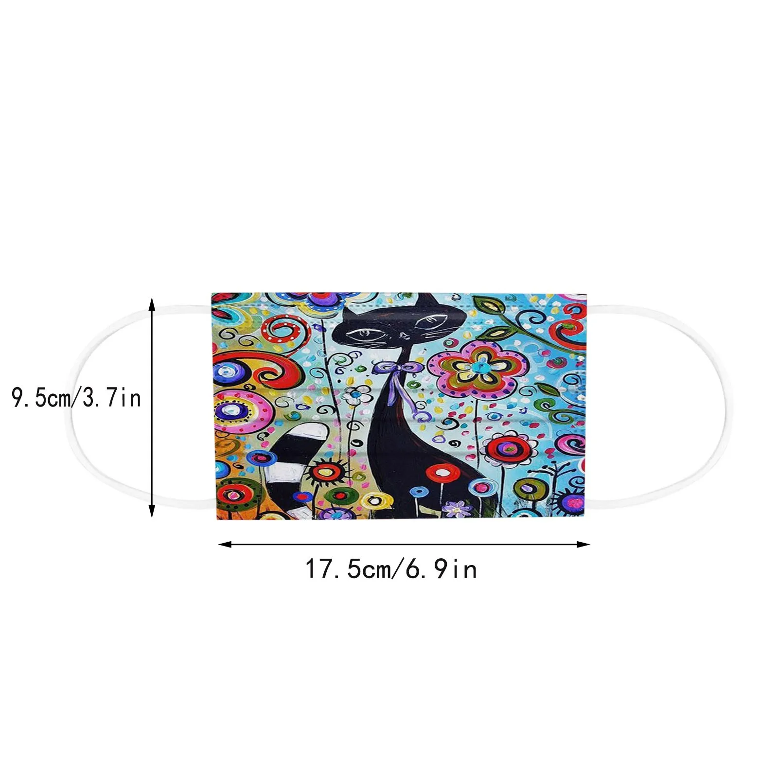 

50pc Mouth Mask 3-layer Dustproof Protective Mask Disposable Facemask Mascarilla Flower Cat Print Mask Elastic Earloop Face Mask