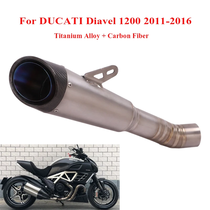

Slip on Titanium Alloy Motorcycle Exhaust System Muffler Pipe Silencer Replace Catalyst Pipe for DUCATI Diavel 1200 2011-2016