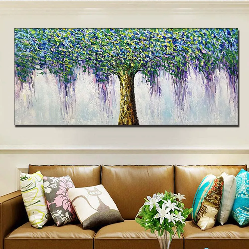 

Hand Painted Impasto Thick Tree Abstract Canvas Oil Painting Wall Art Picture Living Room Bedroom Home Decor Drop Shipping