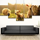 Картины на холсте, 5 шт., HD печать, большой закат, флок, овечка, животные, украшение на стену, украшение для дома, Настенный декор