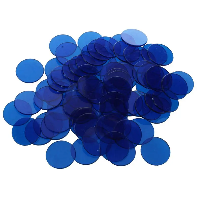 Approx.100Pcs 3/4 Inch Plastic Bingo Chips Translucent Design for Classroom and Carnival Games Blue | Развлечения