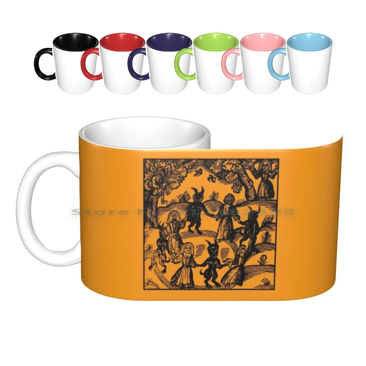 

Dance With The Devil Ceramic Mugs Coffee Cups Milk Tea Mug Goat Vintage Bohemian Magic Magical Funny Thanksgiving Pagan Wicca