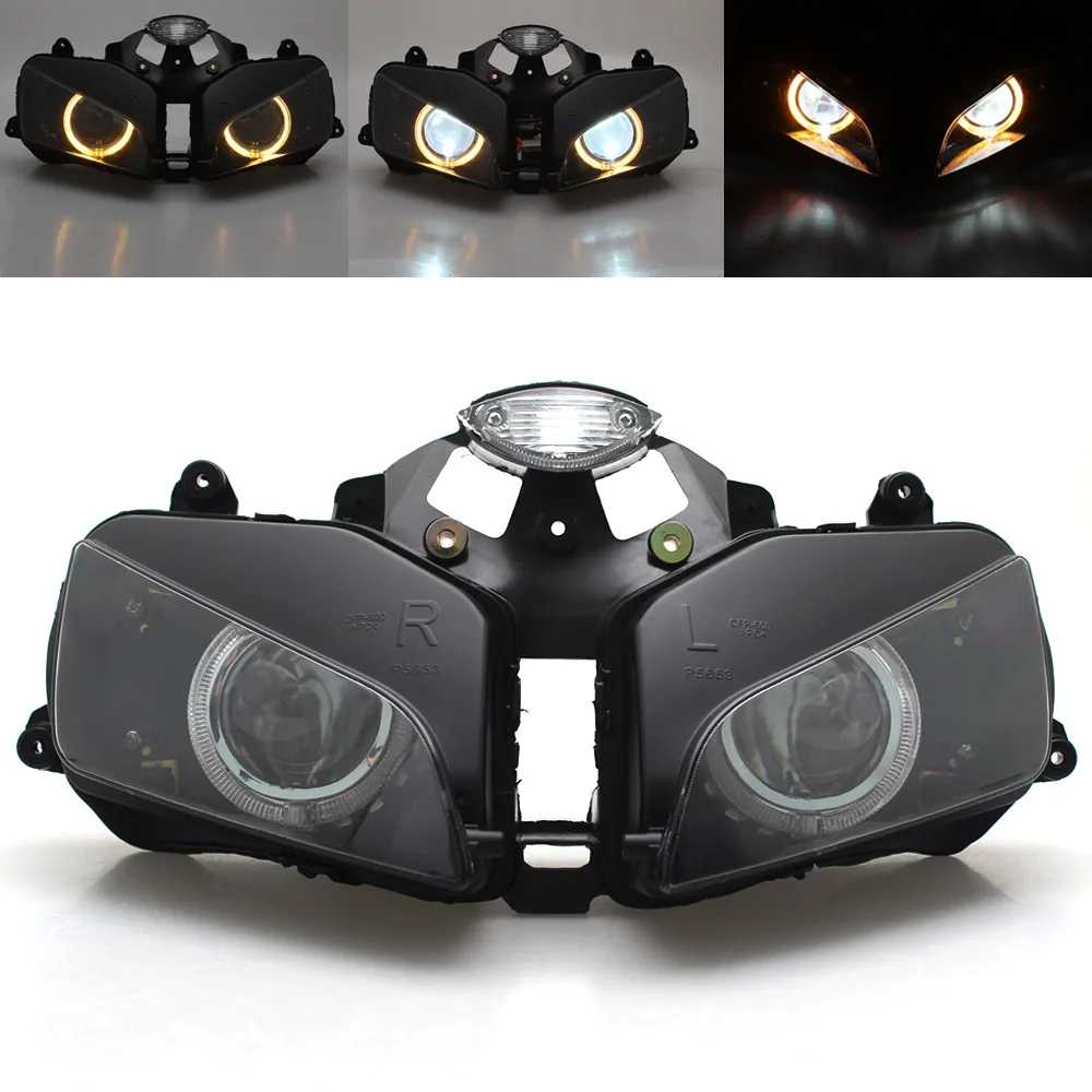 

Fits For Honda CBR600RR F5 2003-2006 Motorcycle Headlights Headlamps Head Lights Assembly HID Yellow Angel eye light CBR 600 RR