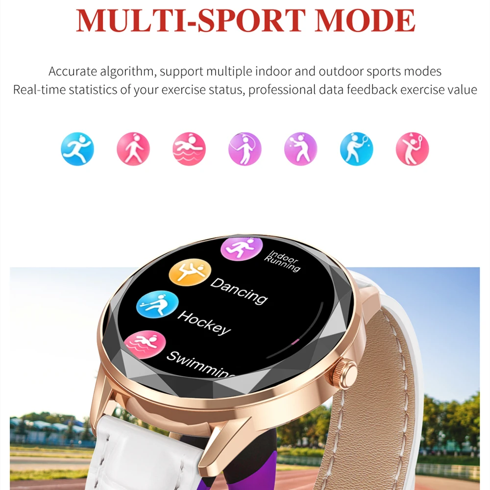 

2021 Custom Dial Smart Watch Women 1.09" Full Touch Screen Bluetooth 5.0 Long Standby Time Female Smartwatch Heart Rate Monitor