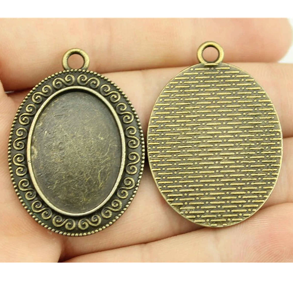 

Accessories for jewelry charm DIY 18x25mm Oval Simple Style pendant base 4pcs