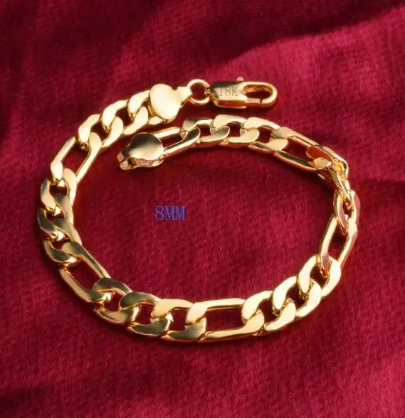 Gold color Благородный модный серебряный цвет, золотой цвет, 8 мм, для мужчин и женщин, женский браслет, Очаровательная свадебная цепочка, высокое качество, ювелирные изделия LH038 - Окраска металла: Gold color