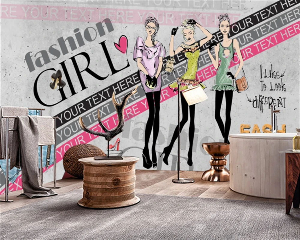 

beibehang Custom 3D photo wallpaper modern abstract hand-painted beauty clothing store tooling background wall paper De Parede