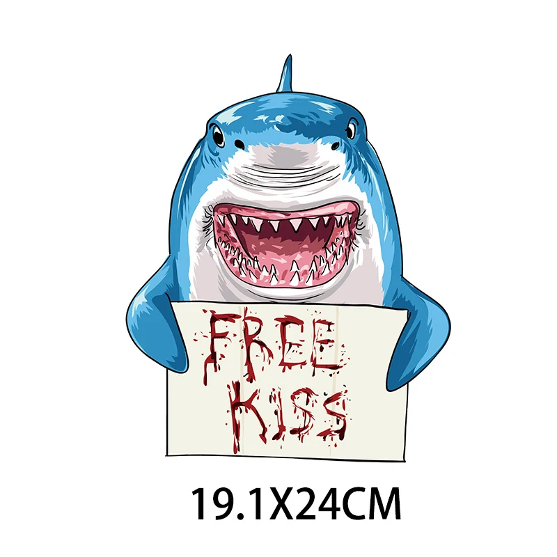 Термонаклейки с мультяшными животными акулами надписями для самостоятельного