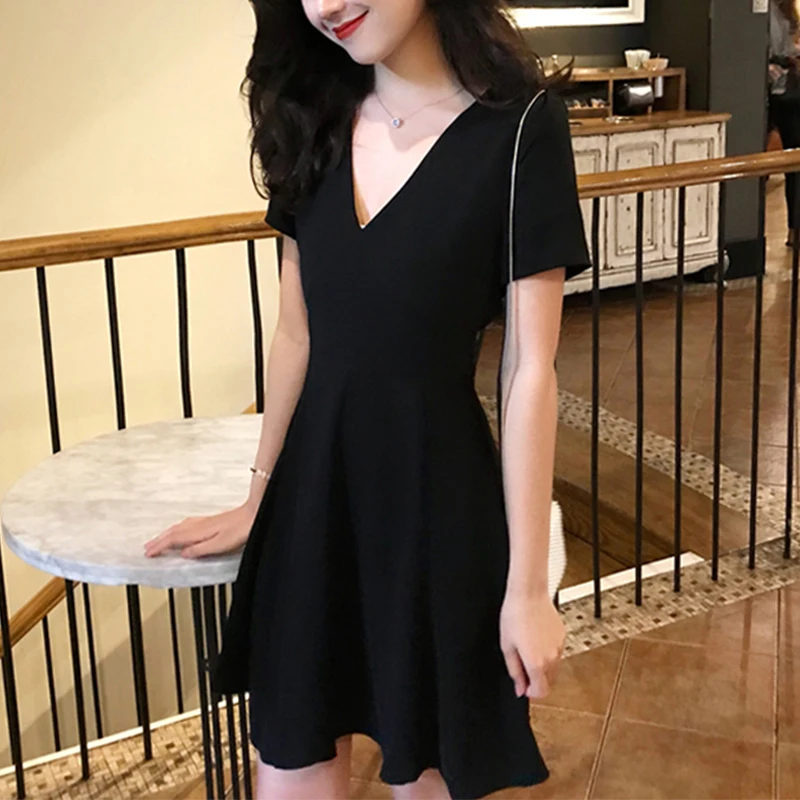 

2021 2021 Summer Women Dresses A-Line Dress Short Sleeve V-neck Dresses Female