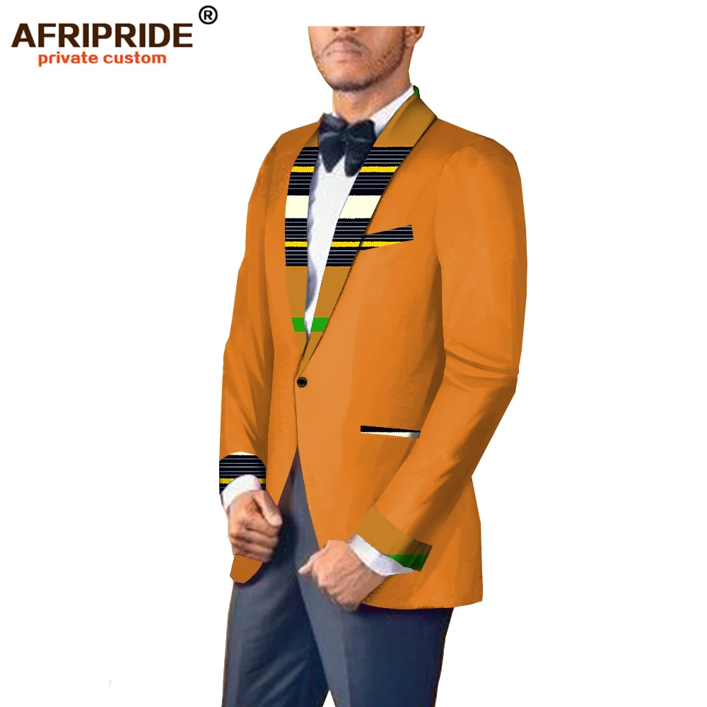 Африканский принт, весенне-осенний костюм, куртка для мужчин, AFRIPRIDE, сшитый с длинным рукавом, с одной пуговицей, костюм, куртка A1814002